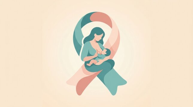 A mother is breastfeeding her baby while supporting awareness for lactation.