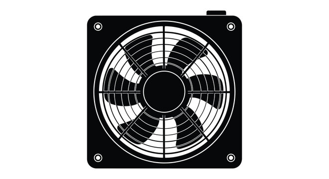 Computer cooling fan silhouette on a white background