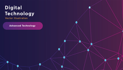 Digital Technology Network Background Vector – Futuristic Data Connection, Artificial Intelligence and Polygon Mesh Banner Design © Vishwajeet