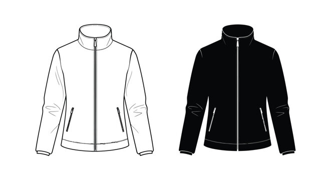 jackets technical drawing with black and white variations silhouette