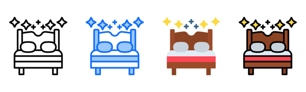Bed Icon Collection Set Multiple Style