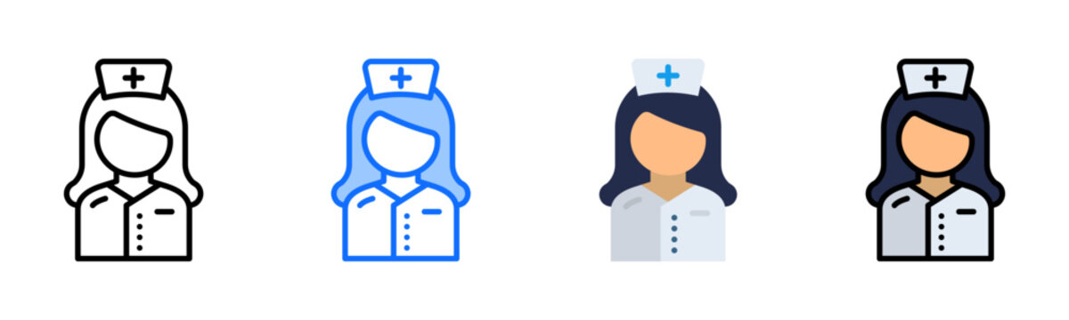 Nurse Icon Collection Set Multiple Style