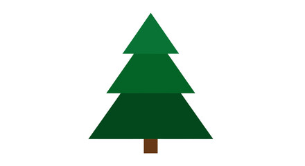 Fototapeta premium A simple flat vector illustration of a green evergreen tree on white background