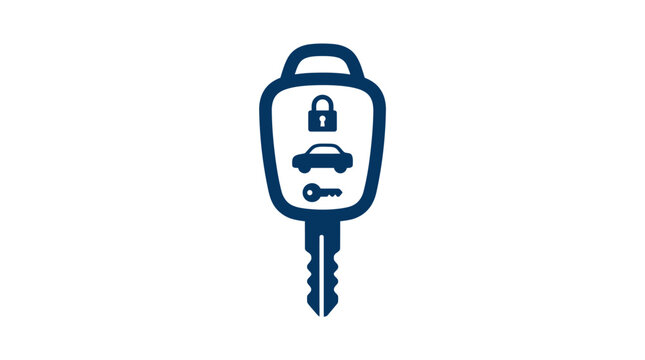 A blue icon representing a modern vehicle key fob with remote control buttons