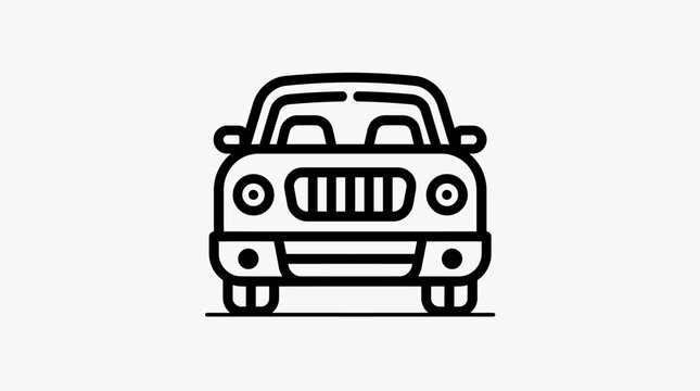 A simple black and white line art icon of a generic motor vehicle