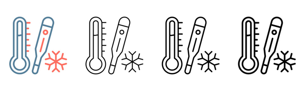 Thermometer Icon Collection Set Different Style