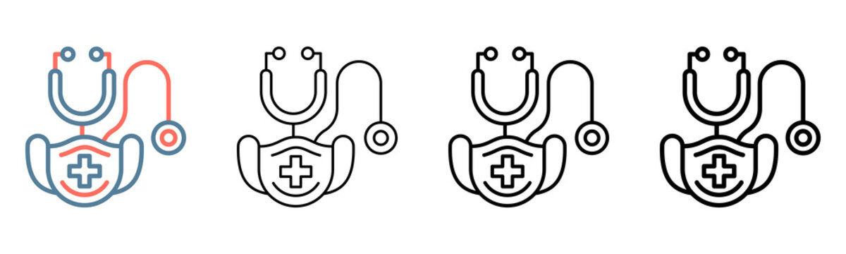 Medical Mask Icon Collection Set Different Style