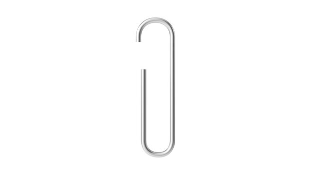 Single Silver Metal Paper Clip Isolated on Black Background