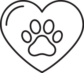 Naklejka premium Heart Shaped Paw Print Icon