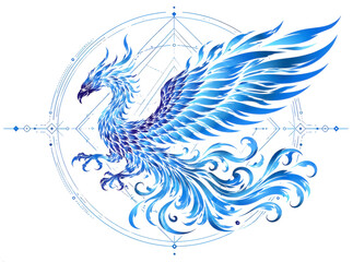 Fototapeta premium 不死鳥 空を舞うフェニックス イラスト