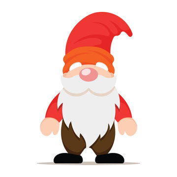 Cute Cartoon Gnome in flat style on white background