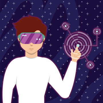 A man wearing VR glasses metaverses