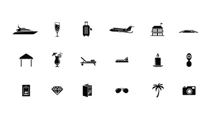 Obraz premium Premium travel and leisure vacation symbols for luxury resort and summer tourism activities.