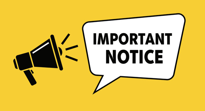Essential announcement illustration featuring a megaphone and message bubble on a yellow backdrop