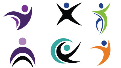 Abstract colorful human figures set representing community success healthy lifestyle freedom active people vector icons for business logo design concept © REBEKA