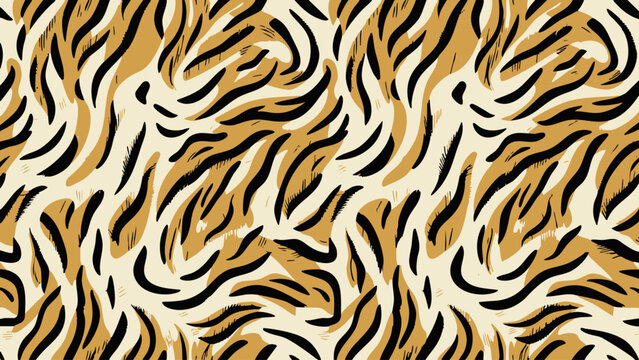 Tiger Stripe Seamless Vector Pattern for Textile Background