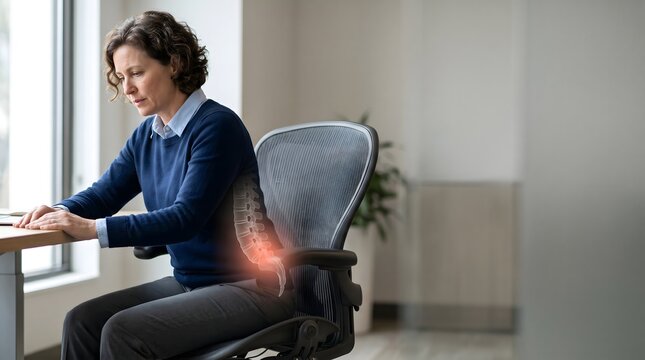 Office Worker Sitting With Tailbone Pain