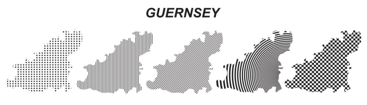 Guernsey map infographic simple design element, black abstract geometric pattern icon style Guernsey country landscape outline shape vector illustration
