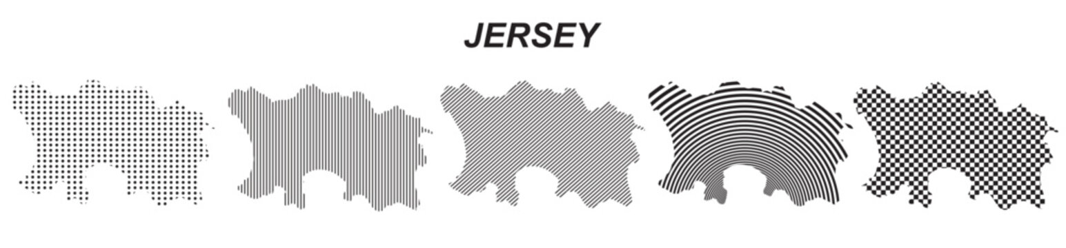 Jersey map infographic simple design element, black abstract geometric pattern icon style Jersey country landscape outline shape vector illustration