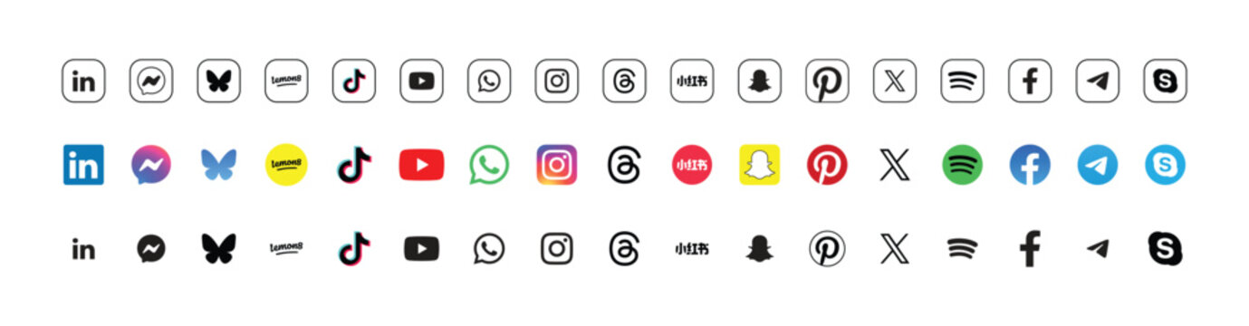 popular social media logos vector icon set of for editorial use	
