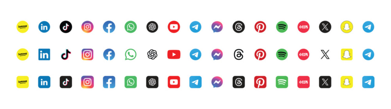 popular social media logos vector icon set of for editorial use	
