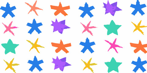 Obraz premium Colorful brush stroke star pattern on a white background