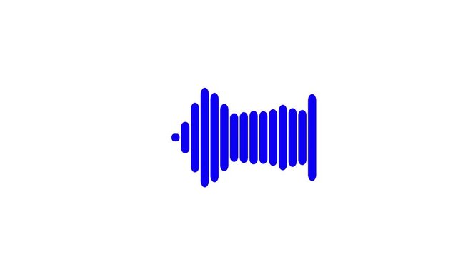 Sound wave animation isolated on white background. Audio waveform with frequency animated lines. Abstract sound wave background. Digital interface element. Seamless loop