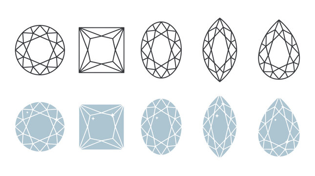 Gemstone cuts set with round square oval marquise and pear shapes