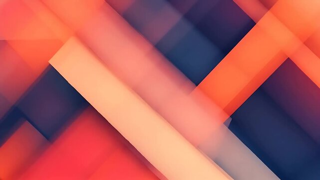 Intersecting diagonal stripes abstract background with textured layers in orange, red, and blue. Suitable for graphic design projects and printed materials.