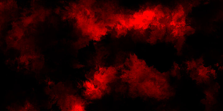 Abstract grunge red and black powder explosion cloud on black background. dark red smoke Like cloud wave effect on black. dark fire flame grunge texture background. toned fiery red sky.