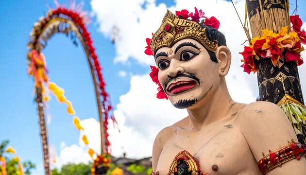Traditional Balinese penjor decoration during Galungan festival