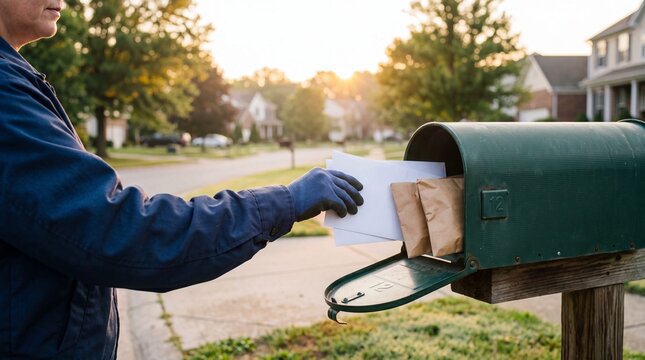 Postal Worker Delivering Mail at Sunrise