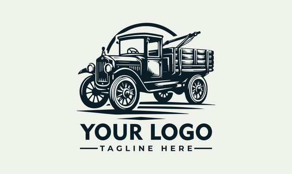 Vintage classic truck vector logo illustration for automotive business
