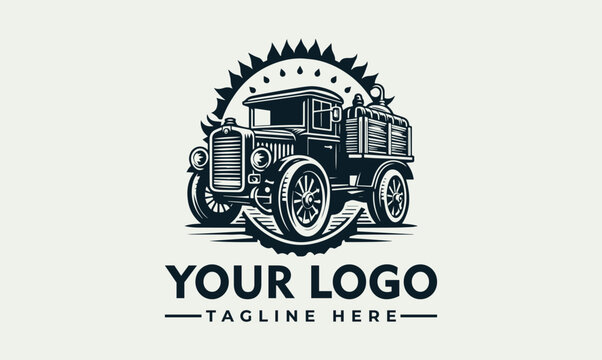 Vintage Cargo Truck Transport Logo Vector Illustration for Automotive Logistics