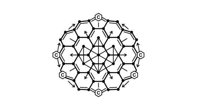 Buckminsterfullerene molecular structure diagram.