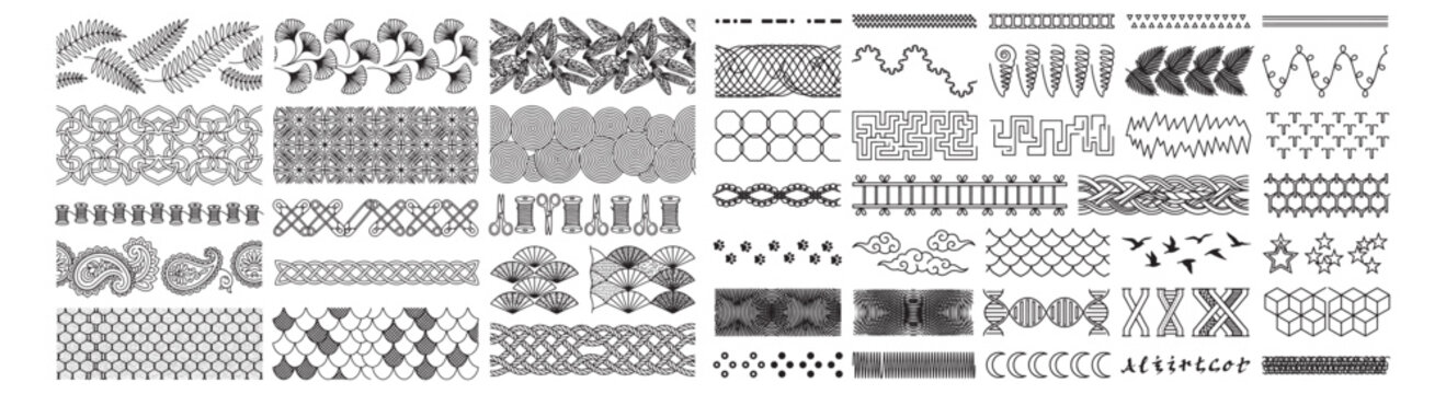 Ornamental Vector Borders and Decorative Dividers Collection With Vintage Seamless Patterns