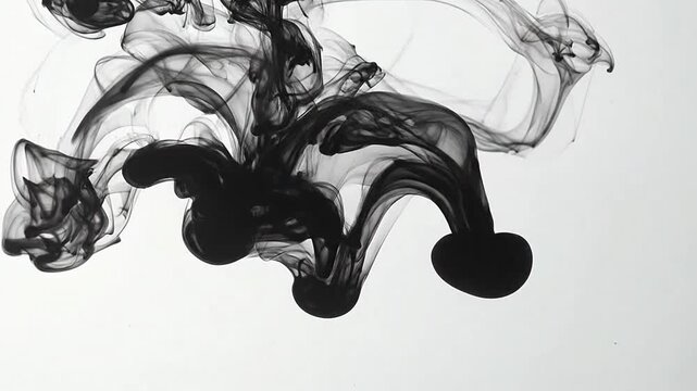 Black ink swirls gracefully inside a clear liquid environment