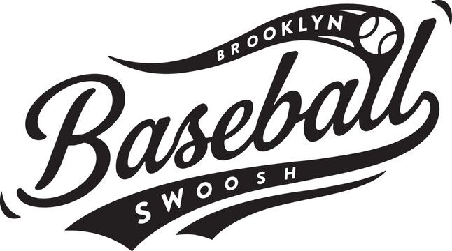 Vintage Brooklyn baseball team script typography emblem