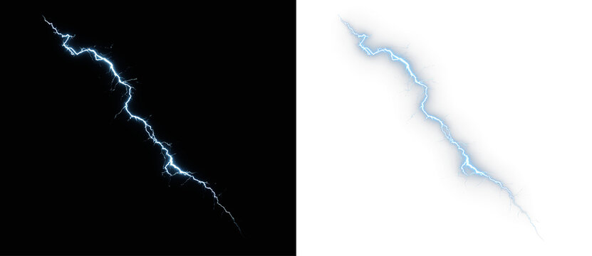Glowing blue lightning bolt with electric charge, powerful energy surge and dramatic thunderstorm discharge