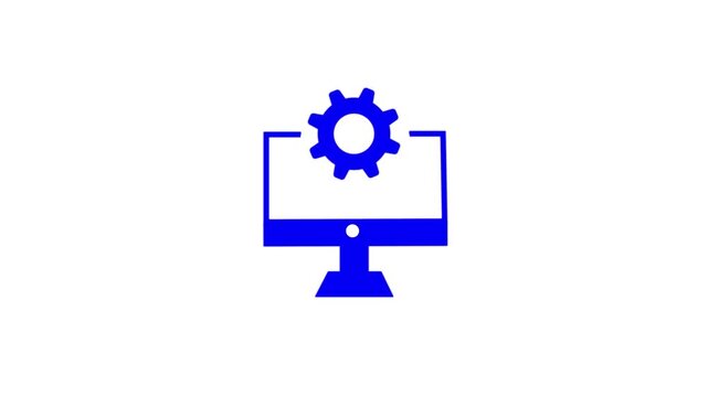 Monitor and gears icon animation. 4K Video motion Animation.