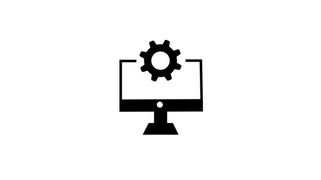 Monitor and gears icon animation. 4K Video motion Animation.