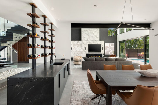 Stunning modern home interior with open floor plan