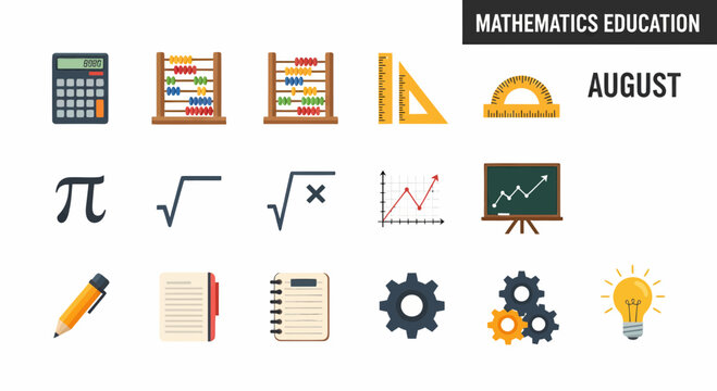 Mathematics education icons and symbols.