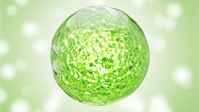 Green Ingredient Molecule Encapsulating Dense Compounds for Cica Skincare Product. 3D rendering