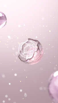 PDRN Ingredient Molecule with Luminous DNA Helix for Anti Aging Skin Cell Care. 3D rendering