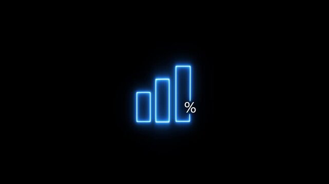 Neon Letter Text Business Percent Icon illustration, on Black Background.