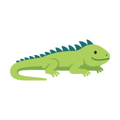 Fototapeta premium Cute Green Cartoon Iguana Vector Illustration Isolated on White