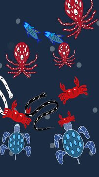 sea pattern cute animals background 