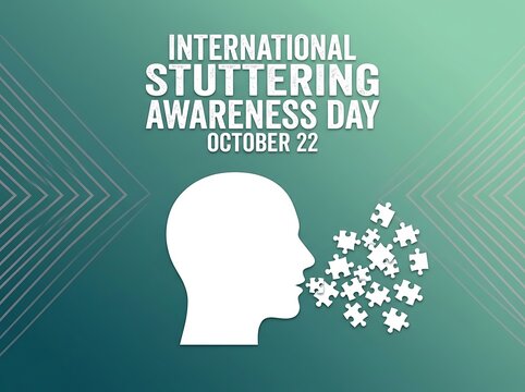 International stuttering awareness day promotional graphic design with puzzle pieces and head silhouette