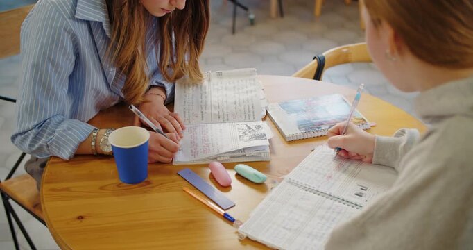 Students reviewing notes during study session